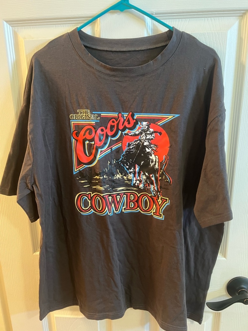 Amazon Coors Cowboy Graphic Tee - Black with Red & Blue Print